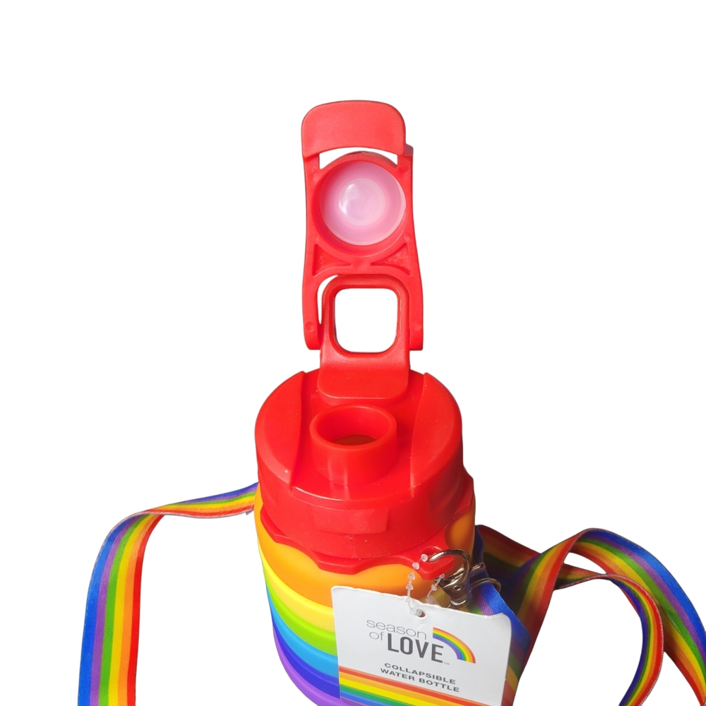 NWT Rainbow Collapsible Water Bottle with Strap - Picture 3 of 6